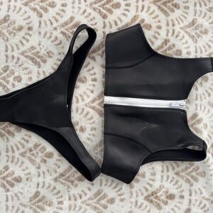 Black Zip-Front Women's Bikini Set